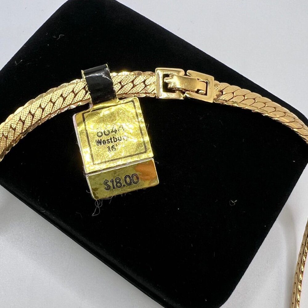 Monet Westbury 16" Double Herringbone Gold Plate Necklace - Picture 5 of 5